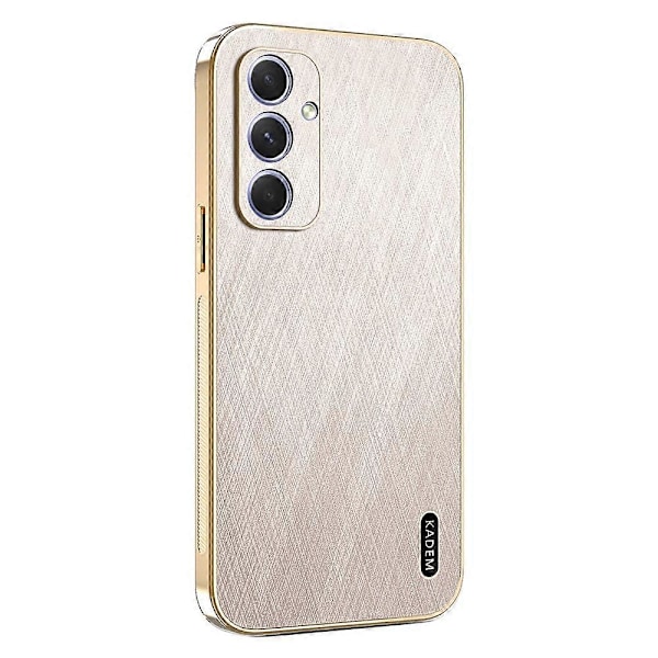KADEM Skal för Samsung Galaxy A56 5G Elektropläterad Silkesstruktur PU+TPU Mobilskal Multicolor Gold