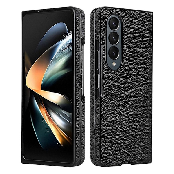 Samsung Galaxy Z Fold4 5G Iskunkestävä Puhelinkotelo PU-nahka+PC Ristikkäiskuvioitu Suojus Multicolor Style A
