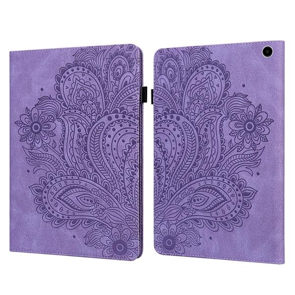 För Amazon Fire Max 11 Pu Läder Case Korthållare Mönstertryckt Stativ Cover Purple