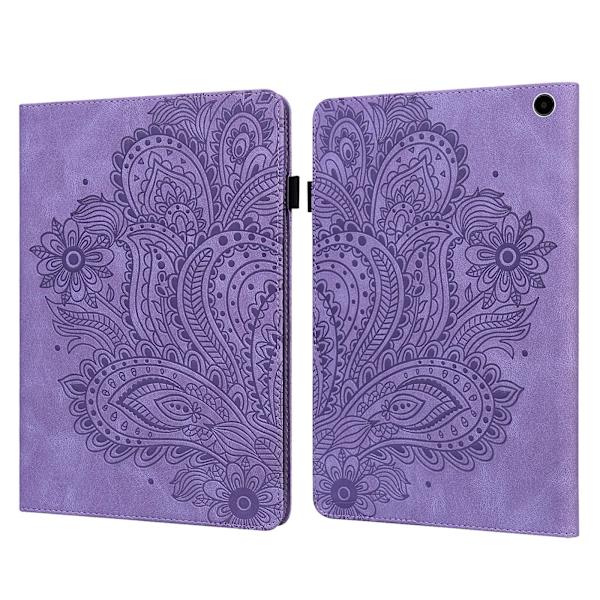 För Amazon Fire Max 11 Pu Läder Case Korthållare Mönstertryckt Stativ Cover Purple