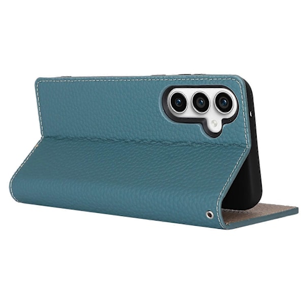 Til Samsung Galaxy S23 FE Cover Litchi Tekstur Ægte Ko Læder Telefon Cover med Rem Multicolor Style A