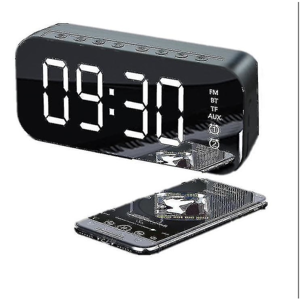 Multifunktionell LED digital väckarklocka, Azultooth-högtalare, bordsbord med lysande elektronisk musikdosa black
