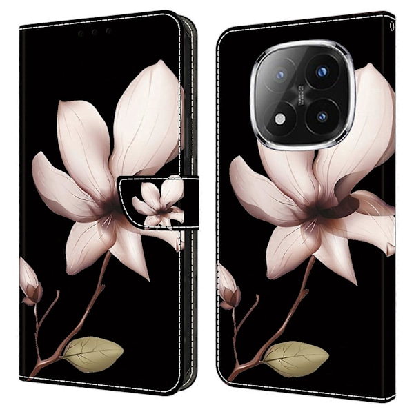 Xiaomi Redmi Note 14 Pro+ 5G -kotelo magneettilukolla, 3D-kuvioitu nahkalompakko puhelinkotelo Multicolor Pink Flower