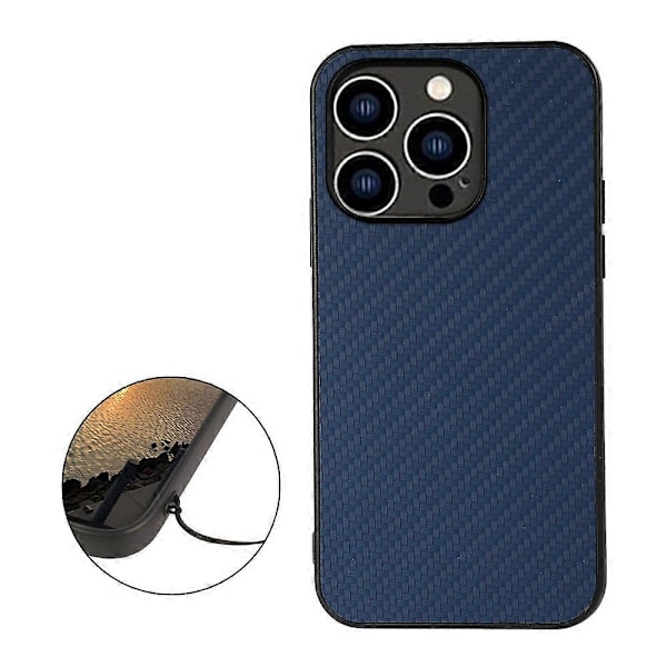 För iPhone 15 Pro Telefonskal Kolfibertextur PU Läderbelagd TPU Fodral Multicolor Style C