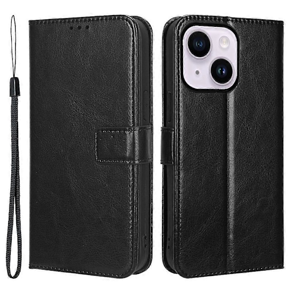 Telefoncover til iPhone 15 Plus Cover Crazy Horse Tekstur Læder Wallet Stand Shell Multicolor Style A