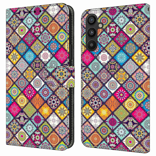Skal för Samsung Galaxy A34 5G Mönstertryckt Skyddande Fodral TPU+PU Läder Flip Telefonfodral Multicolor Style B