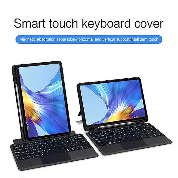 For Honor V6 Lærveske + Bluetooth-tastatur med bakgrunnsbelyst styreflate