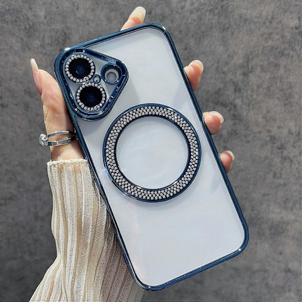 iPhone 16 Magneettinen Kotelo Bling Strassi Kirkas TPU+PC Puhelinkuori Multicolor Style C