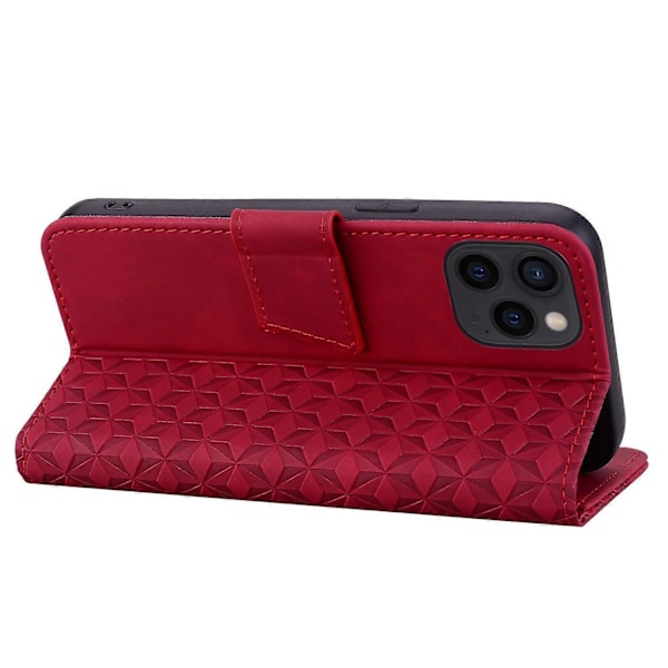 För iPhone 15 Pro Fodral PU Läder Präglat Ställ Plånbok Telefonskal Multicolor Style C