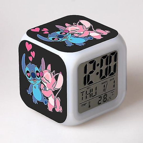 Stitch Väckarklocka Stitch Barnpresent Färgglad färgskiftande fyrkantig väckarklocka Julklapp Model 6