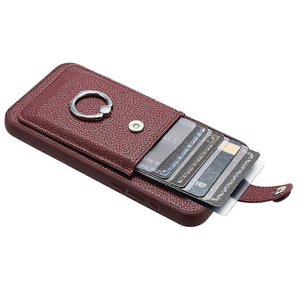 Kortlommer Læder Bagcover med Ringstøtteben til iPhone 15 Plus/14 Plus Multicolor Style E