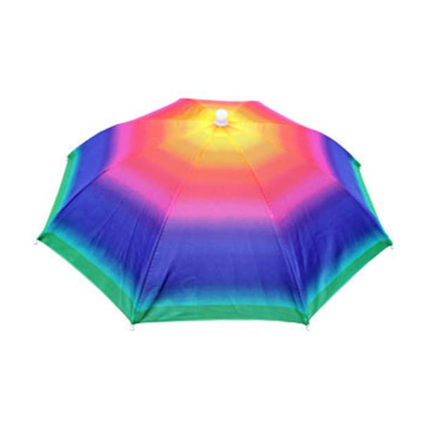 Hopfällbart paraply/paraplyhatt UV-skydd Campingkeps rainbow