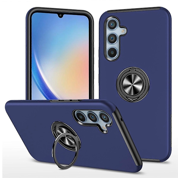 För Samsung Galaxy A34 5G Roterande Ring Ställ Mobilskal PC+TPU Anti-fall Baksida Multicolor Style B
