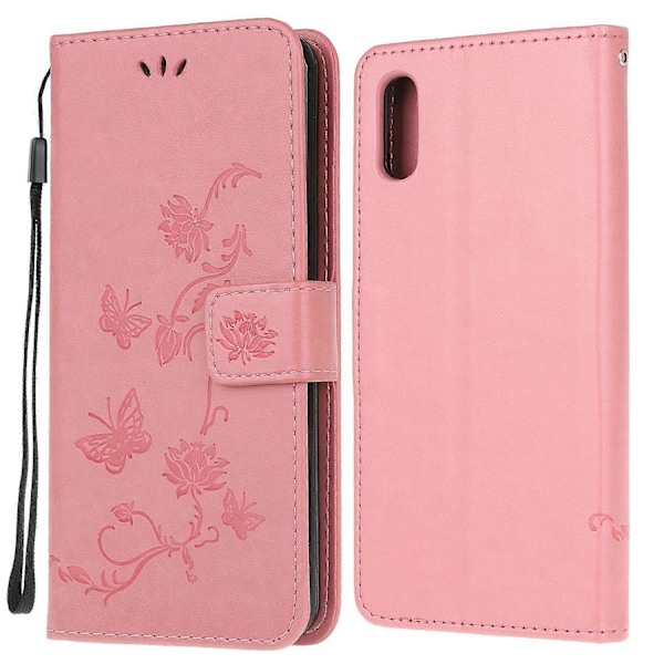 Præget Sommerfugl Blomst Læder Wallet Stand Telefon Cover til Samsung Galaxy Xcover 5 Multicolor Style D
