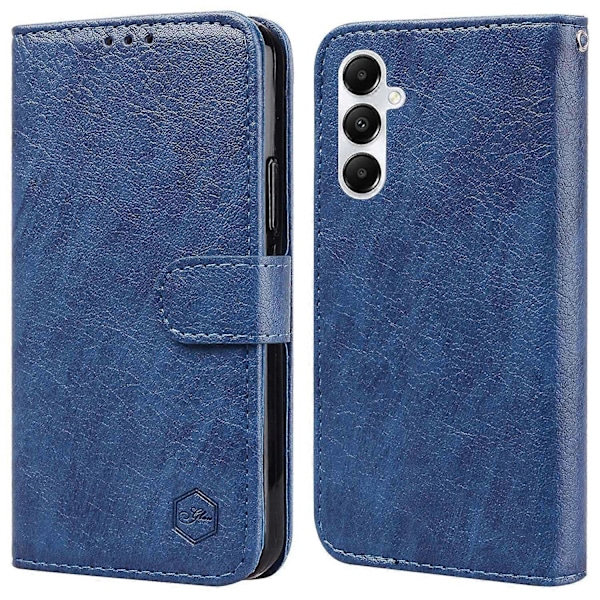 Til Samsung Galaxy A55 5G Etui Ensfarvet PU Læder Stand Telefon Cover Multicolor Dark Blue