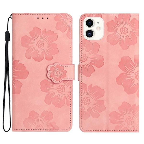 Blomsterpræget PU læder standpung cover til iPhone 11 mobiltelefon Multicolor Style C
