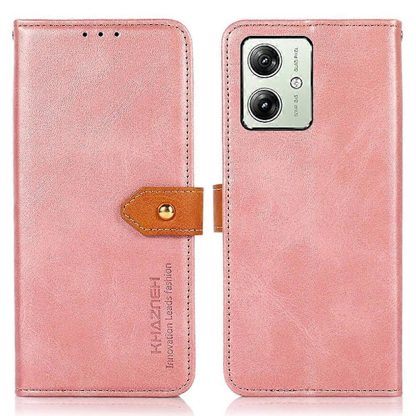 KHAZNEH Motorola Moto G54 5G -kotelo, nahkainen puhelinkotelo jalustalla ja lompakolla Multicolor Style C