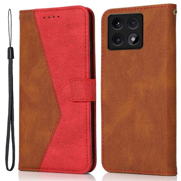 Til Xiaomi 14T Cover Farvesplejsning Tegnebog Stativ Læder Telefonetui med Håndledsrem Multicolor Style E