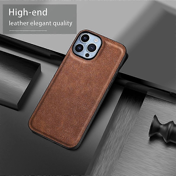 Stöttåligt mobilskal för iPhone 15 Pro Retro PU-läderbelagd TPU+PC Baksida Multicolor Style B