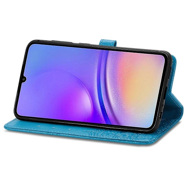 Til Samsung Galaxy A06 Etui Mandala Præget Design Læder Wallet Telefon Cover - Grå Multicolor Blue