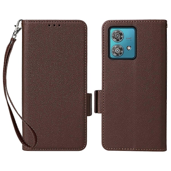 Til Motorola Edge 40 Neo 5G Etui Litchi Tekstur Tegnebog Læder Telefon Cover med Rem Multicolor Style G