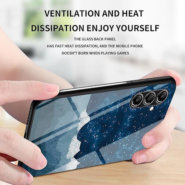 Samsung Galaxy S23 Fe Tähtitaivas Kuviollinen Karkaistu Lasikuori PC+TPU Naarmuuntumaton Puhelinkotelo Cosmic Starry Sky