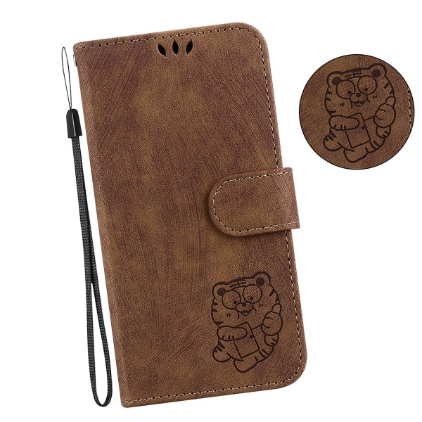 For Samsung Galaxy A13 5g Preget PU Lærdeksel Lommebok Stativ Telefondeksel Brown