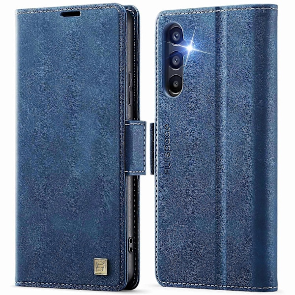 För Samsung Galaxy A34 5G Fodral AUTSPACE A11 RFID-blockerande Retro Läder Mobiltelefon Plånboksfodral Multicolor Blue