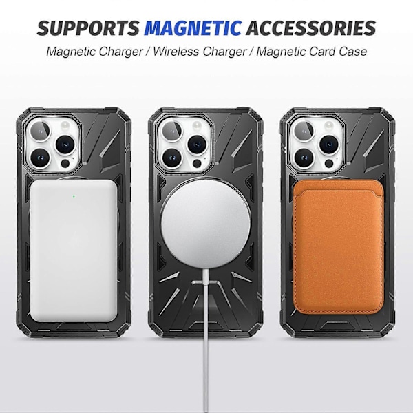 Til iPhone 12 Pro Max 6.7 tommer Cover Magnetisk Anti-fald TPU+PC Støtteben Beskyttende Bagside
