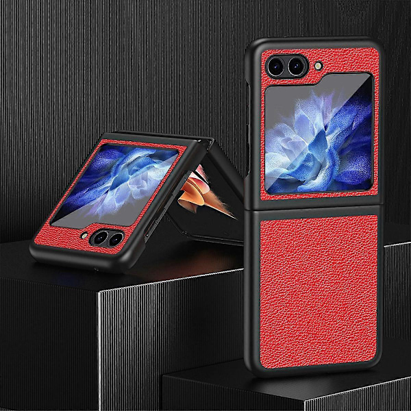 För Samsung Galaxy Z Flip5 5G PU Läderbelagt PC Skal Skyddande Mobilskal Multicolor Style B