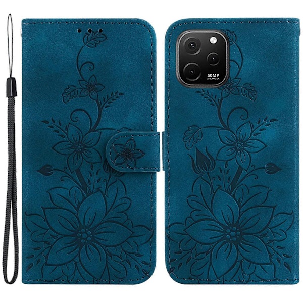 Lily Blomma Plånboksfodral med Tryck för Huawei nova Y61 4G, PU Läder Ställ Telefonfodral Multicolor Style B
