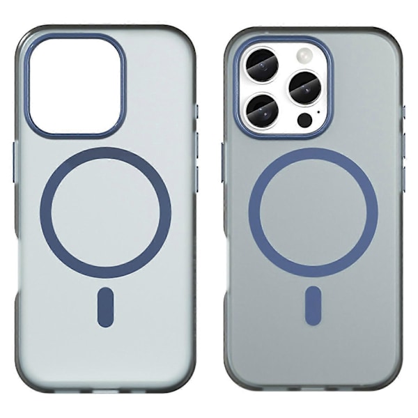 iPhone 16 Pro -kuori, yhteensopiva MagSafe-tekniikan kanssa, TPU+PC, ohut, matta, läpikuultava puhelinkuori - Vihreä Multicolor Dark Blue