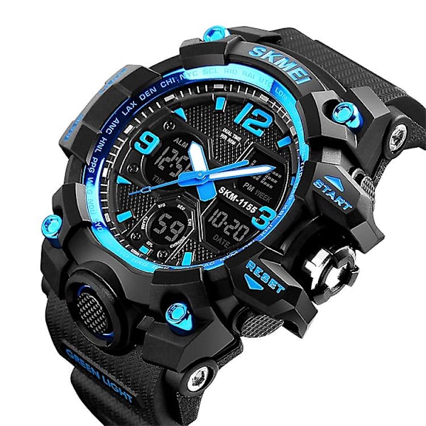 Skmei 1155b multifunktionell män utomhussport Noctilucent vattentät watch med stor urtavla Blue