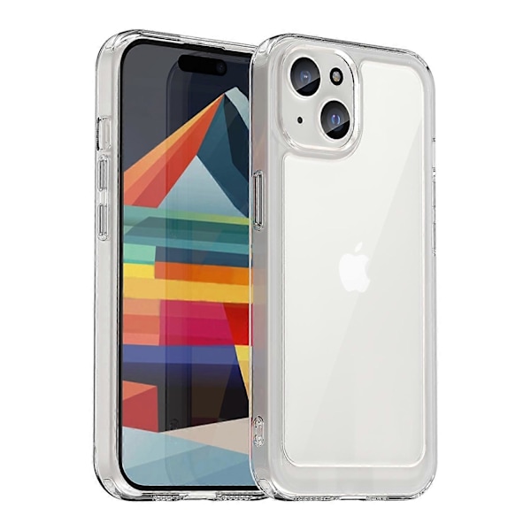 Transparent skal för iPhone 15 Plus Akryl+TPU Anti-dropp Telefonskal (Stort Hål för Bakre Linsen)