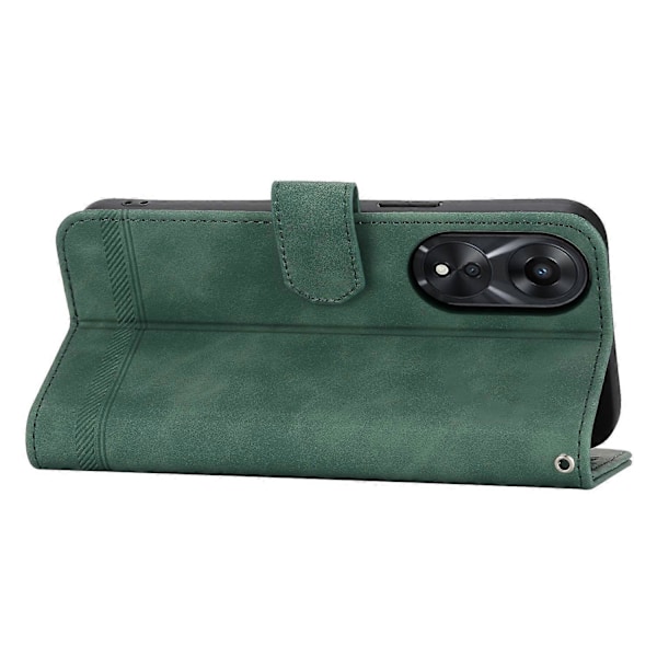 DIERFENG DF-03 læder telefoncover med linjeaftryk og stativpung til Oppo A78 5G Multicolor Style E
