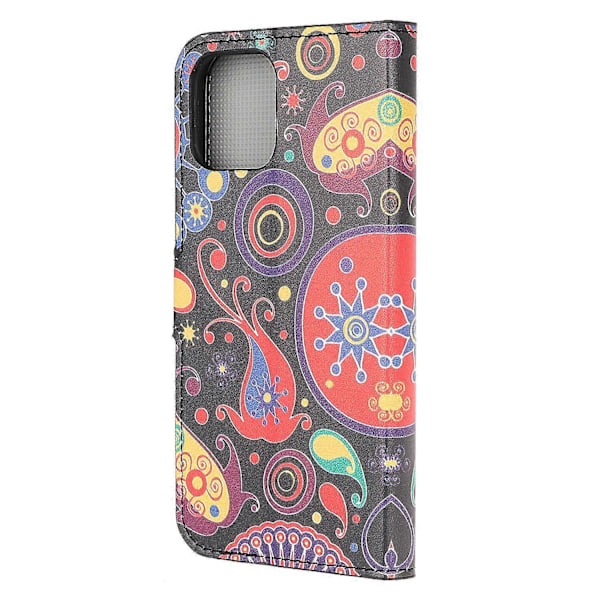 Ställ Flip Mönstertryck Design Mjukt PU Läder Magnetisk Stängning Plånboksfodral för iPhone 13 mini