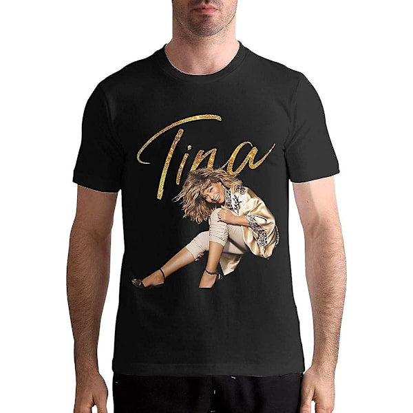 Kortärmad, toppar Tina Turner herrskjorta bomull grafiskt print kortärmad t-shirt Black XXL
