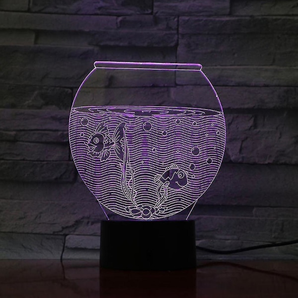 Aquarium Fish 3d Led Nattlampa Barn Sovrum Bordslampa