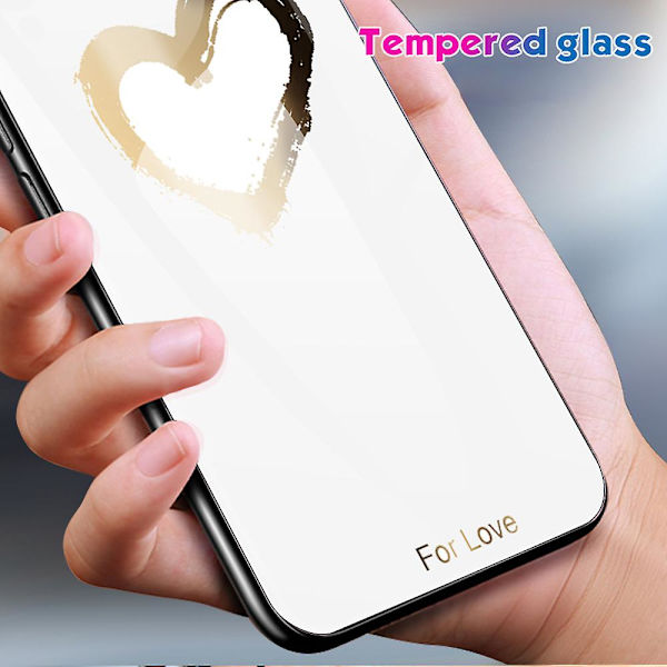 Til Iphone 15 Plus Mønsterprintet Telefon Bagside Cover Hærdet Glas+pc+tpu Hybrid Skal For Love White