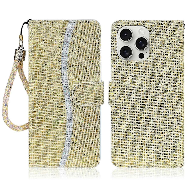 iPhone 16 Pro -kotelo PU-nahkaa, lompakkokorttipaikat, kimalteleva puhelinkuori Multicolor Style E