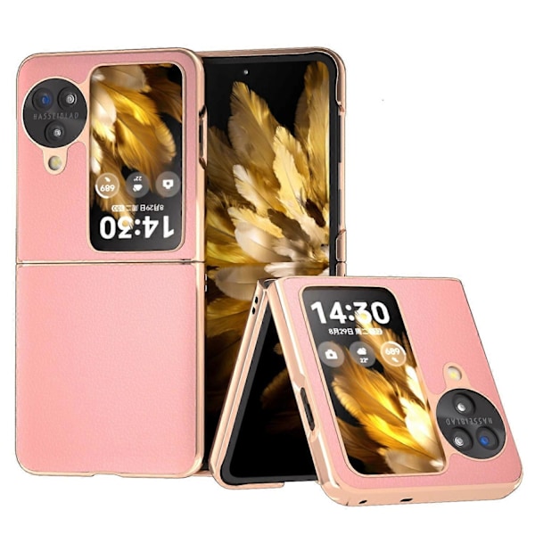 Äkta Läderfodral + PC Elektropläterat Telefonskydd för Oppo Find N3 Flip 5G Multicolor Style D