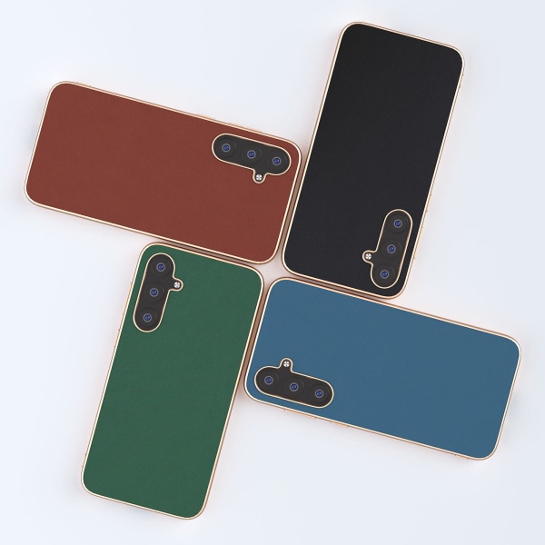 Til Samsung Galaxy S23 Fe Nano Elektroplettering Telefon Cover Silkeagtig Koskind Læder Belagt Tpu+pc Cover Black