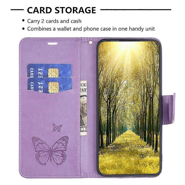 Til Nokia G42/G310 Sommerfugl Præget Telefon Cover Læder Stand Wallet Cover med Rem Multicolor Style F