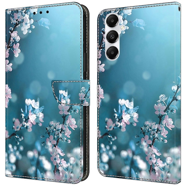 Magnetiskt fodral för Samsung Galaxy A35 5G med 3D-mönster och tryck i läder Multicolor Plum Blossoms