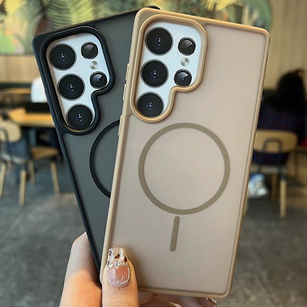 Magnetisk deksel til Samsung Galaxy S24 Ultra, matt overflate, TPU + PC bakdeksel Multicolor Desert Gold