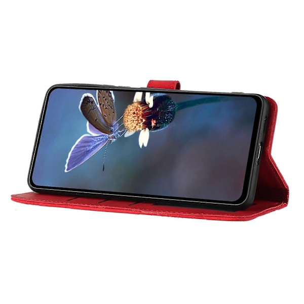 PU-læder telefonpung med blomsterprægning og flip-stativ til iPhone 14 Plus Multicolor Style D