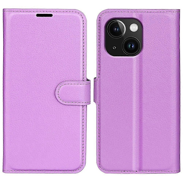Puhelinlaukku jalustalla iPhone 15 Plus -puhelimelle, PU-nahkainen lompakkokotelo Multicolor Style H