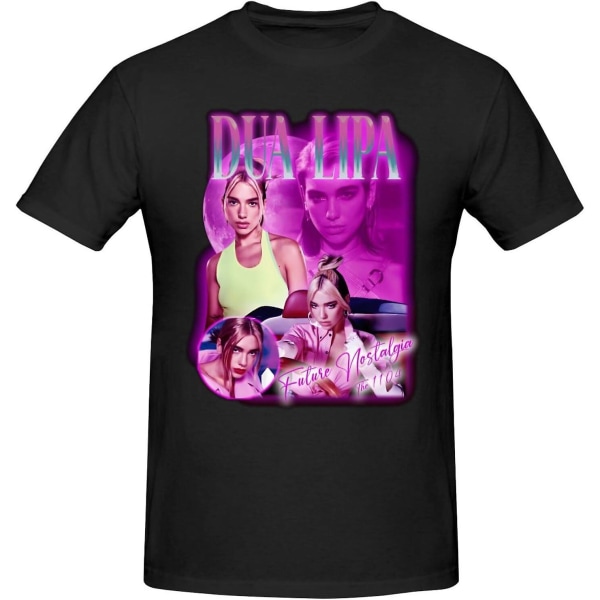 Dua Singer Lipa Shirt Herr Kortärmad T-shirt med rund hals Mode Toppar B0cmzmbl16-17 Black M