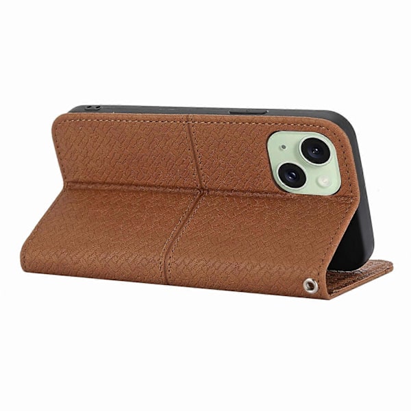 För iPhone 15 Plus Fodral Splitsad PU Läder Ställ Plånboksfodral med Rem Multicolor Style C