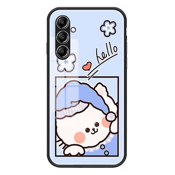 För Samsung Galaxy S23 Fe Mönsterutskrift Härdat cover Pc+tpu Skyddande phone case Blue Cat